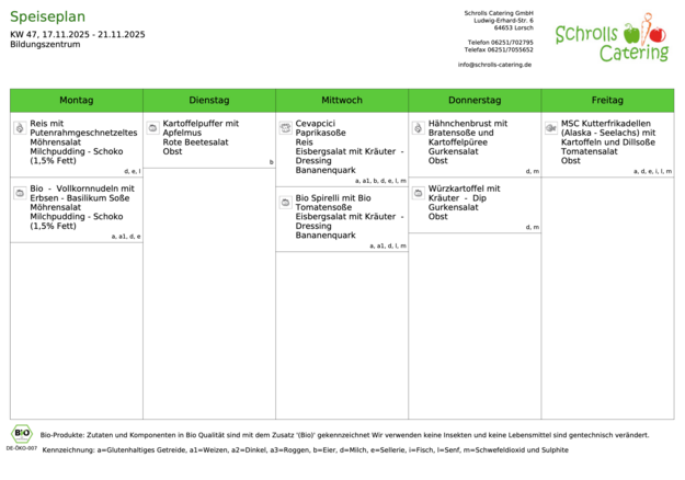 Speiseplan 17.-21.11.2025 Speiseplan 17.-21.11.2025